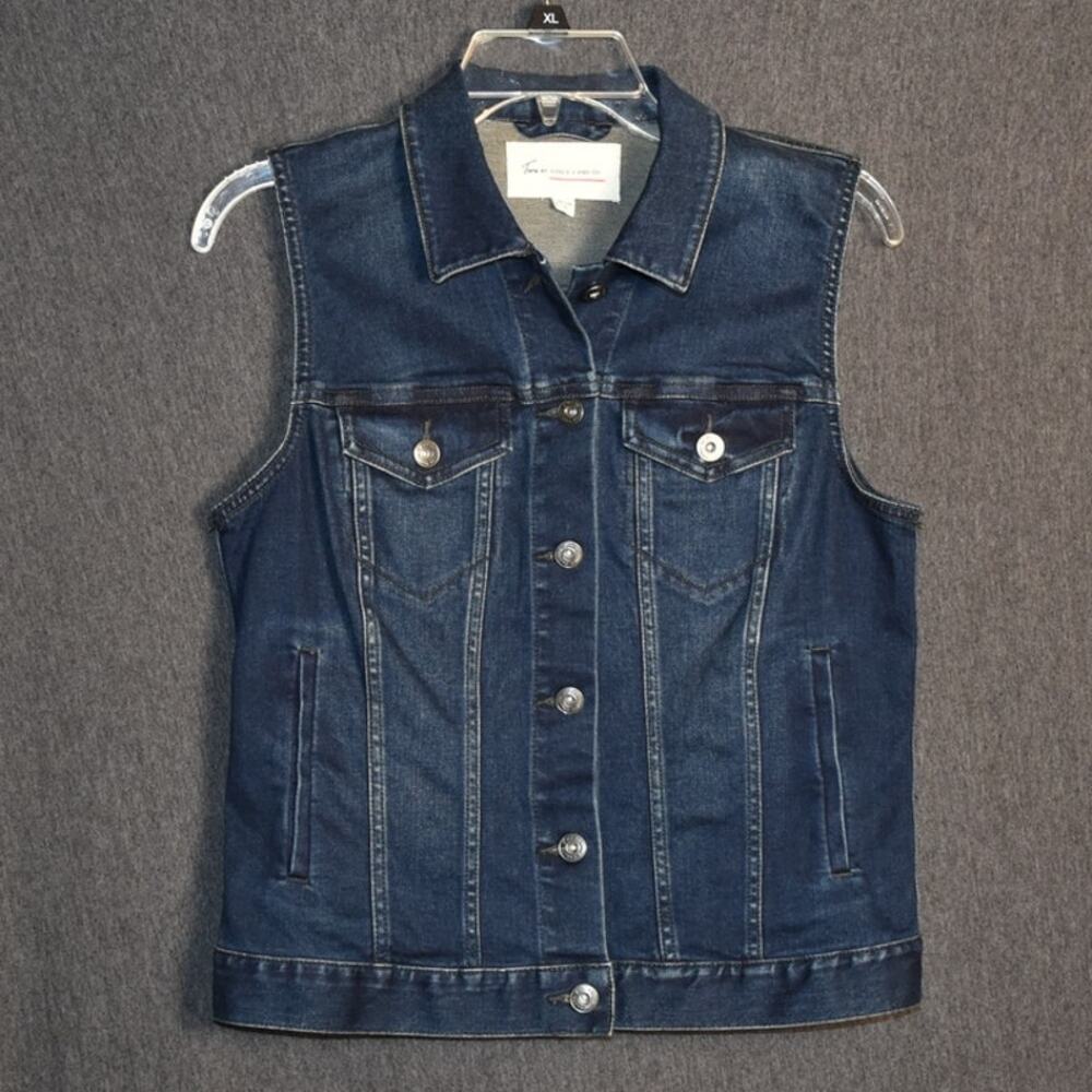 Two by Vince Camuto Women's Small Denim Vest Button Up Stretch